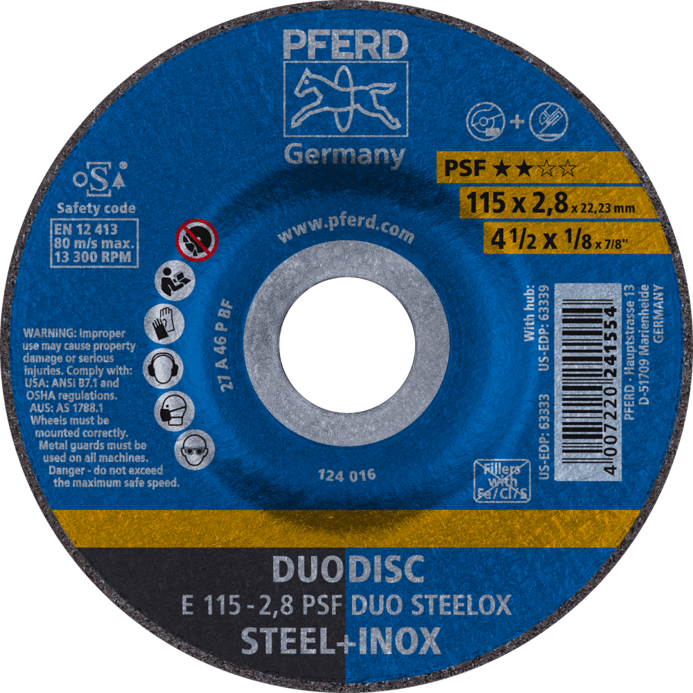 PFERD Trennscheiben E 115-2,8 PSF DUO STEELOX Produktbild img1 L