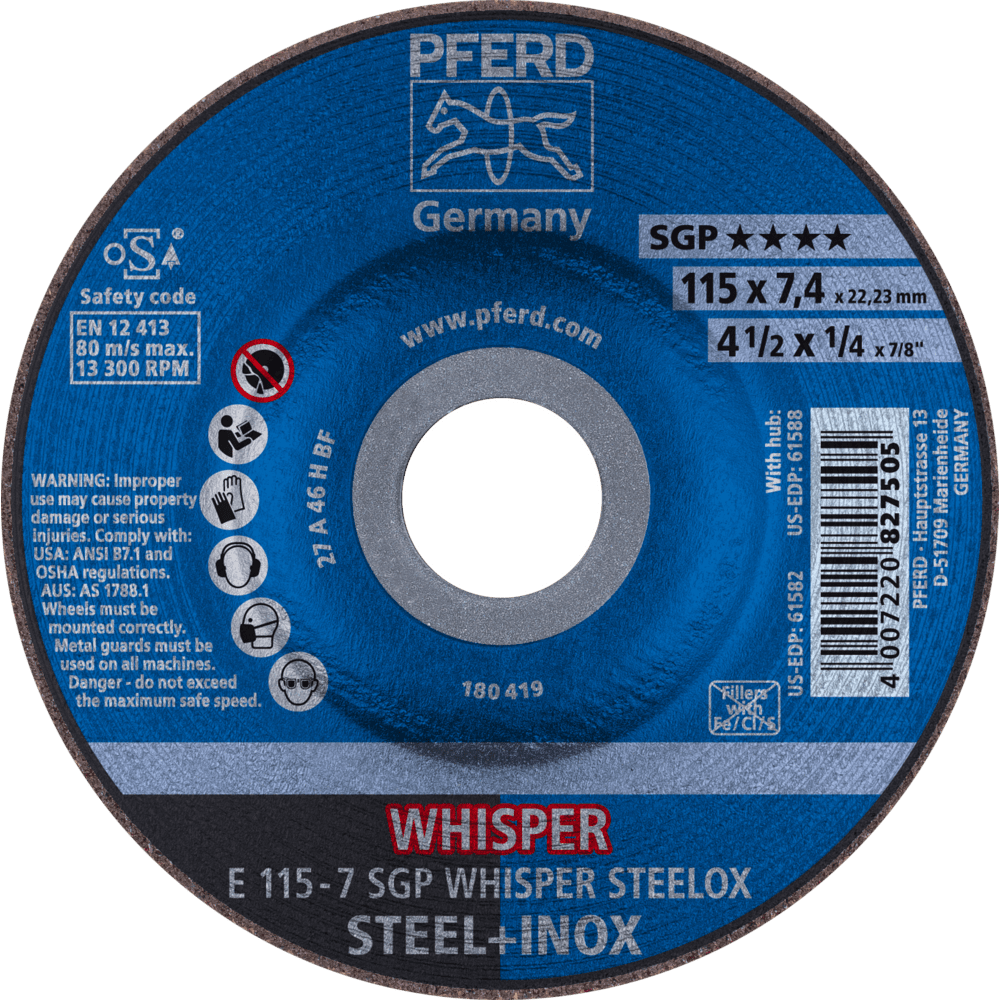 PFERD Schruppscheiben E 115-7 SGP WHISPER STEELOX Produktbild img1 L