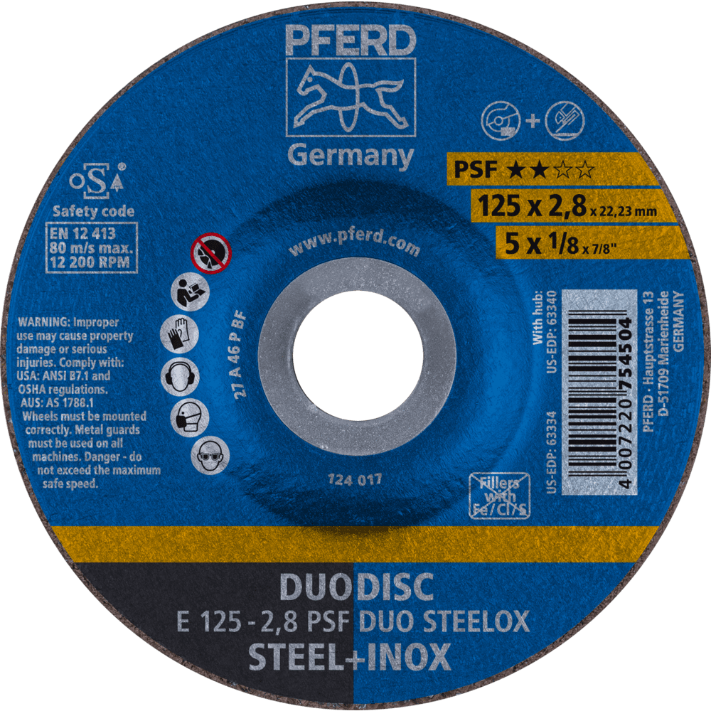 PFERD Trennscheiben E 125-2,8 PSF DUO STEELOX Produktbild img1 L
