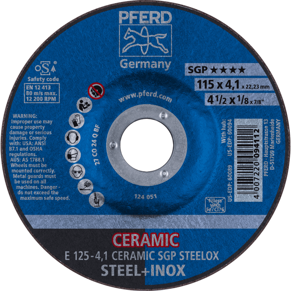 PFERD Schruppscheiben E 125-4,1 CERAMIC SGP STEELOX Produktbild img1 L