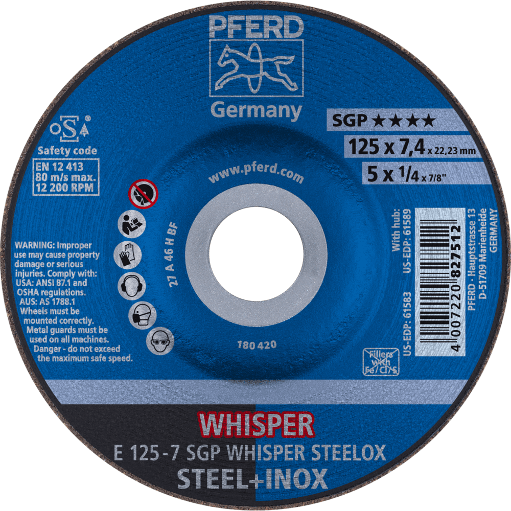 PFERD Schruppscheiben E 125-7 SGP WHISPER STEELOX Produktbild img1 L