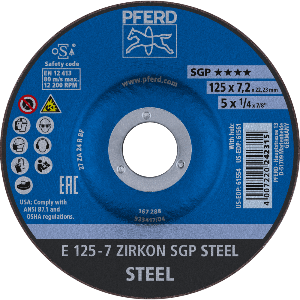 PFERD Schruppscheiben E 125-7 ZIRKON SGP STEEL Produktbild img1 L