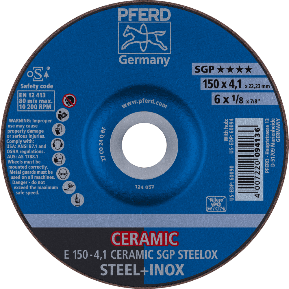 PFERD Schruppscheiben E 150-4,1 CERAMIC SGP STEELOX Produktbild img1 L