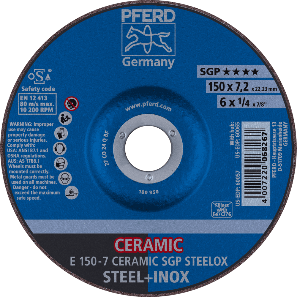 PFERD Schruppscheiben E 150-7 CERAMIC SGP STEELOX Produktbild img1 L