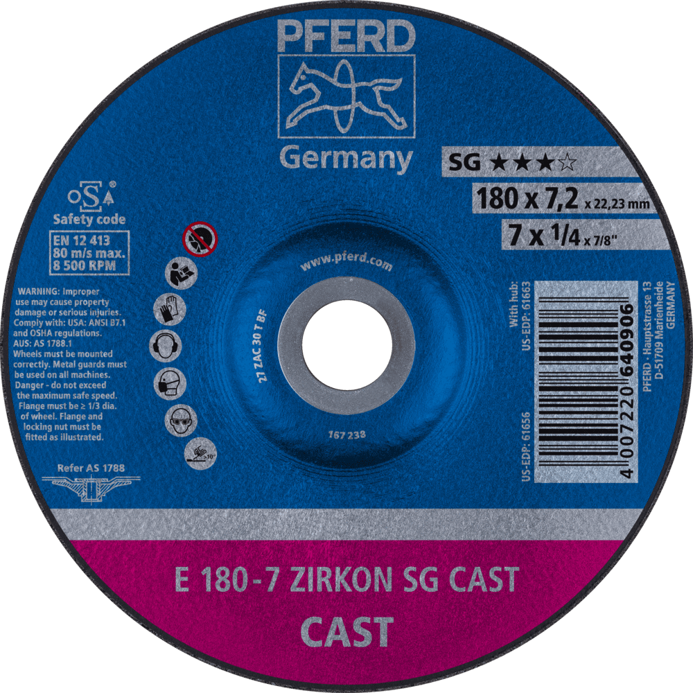 PFERD Schruppscheiben E 180-7 ZIRKON SG CAST Produktbild img1 L