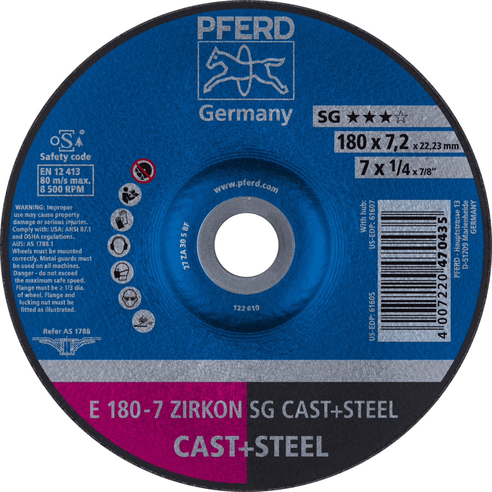 PFERD Schruppscheiben E 180-7 ZIRKON SG CAST+STEEL Produktbild img1 L