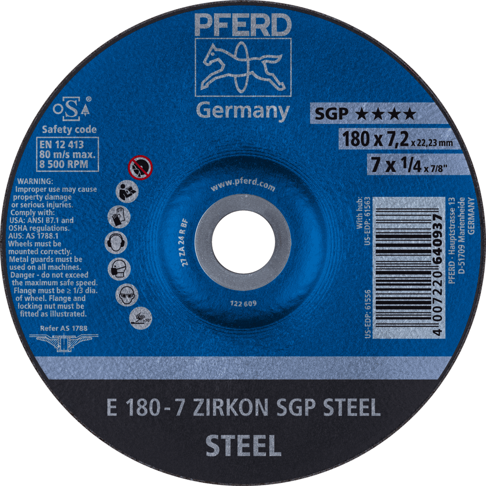 PFERD Schruppscheiben E 180-7 ZIRKON SGP STEEL Produktbild img1 L