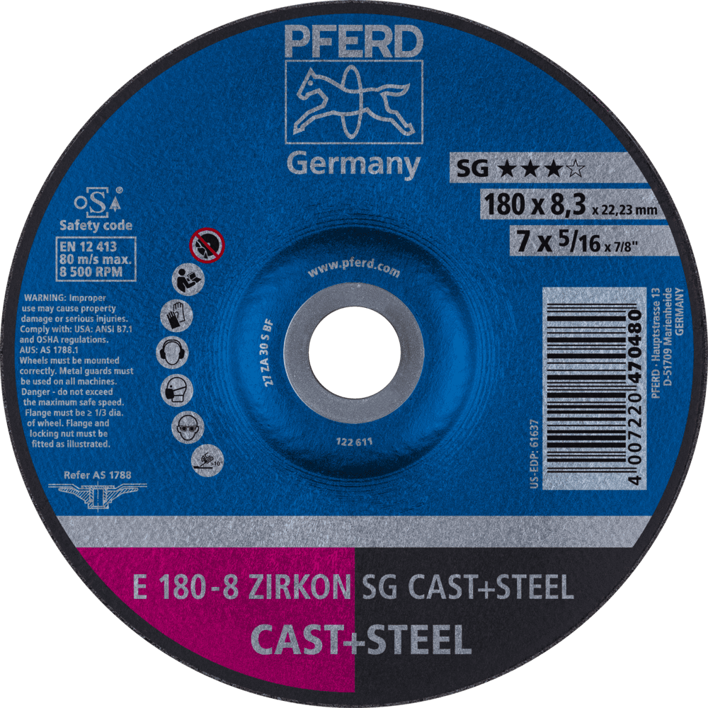 PFERD Schruppscheiben E 180-8 ZIRKON SG CAST+STEEL Produktbild img1 L