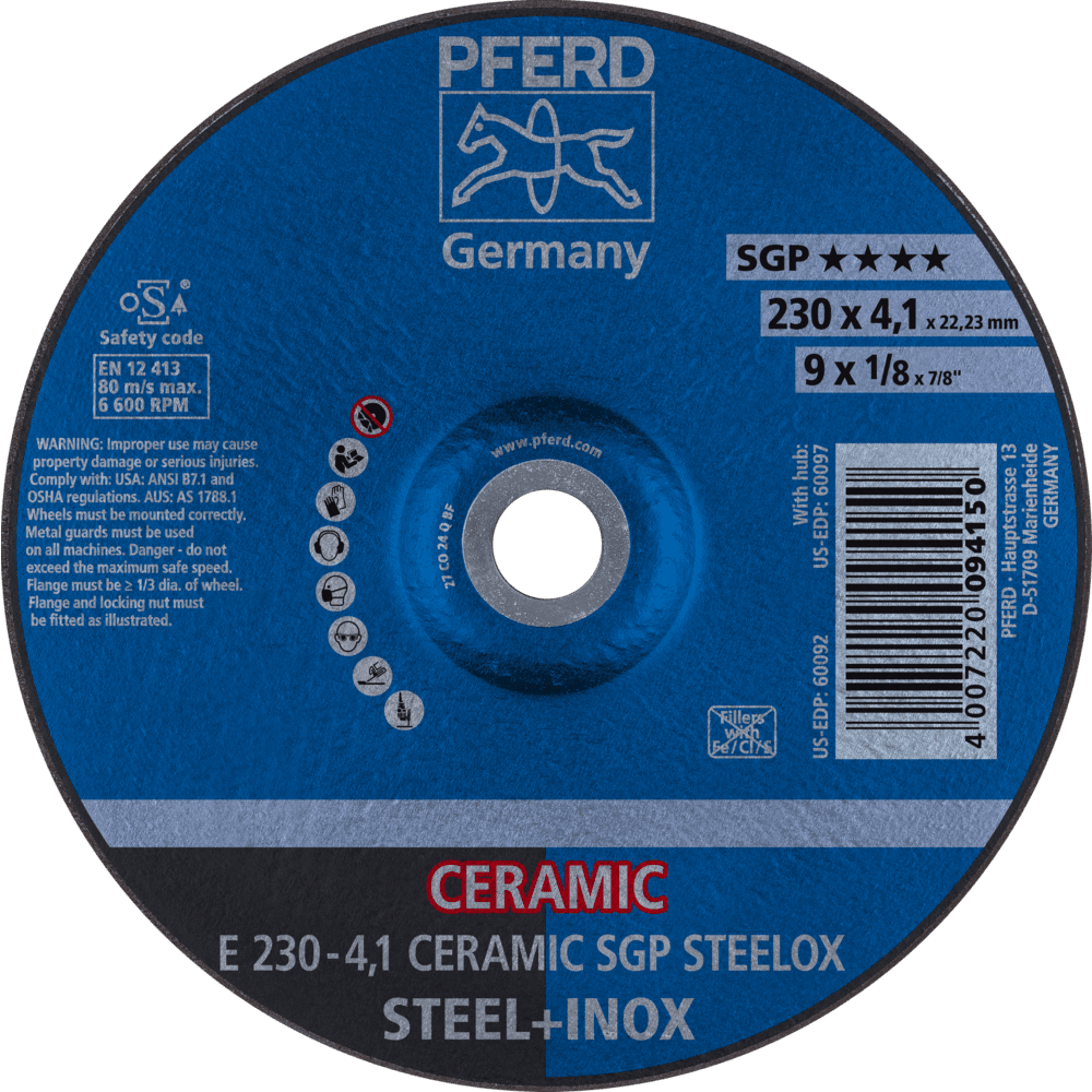 PFERD Schruppscheiben E 230-4,1 CERAMIC SGP STEELOX Produktbild img1 L