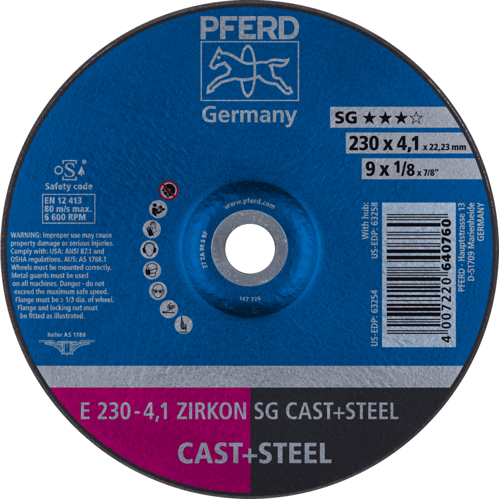 PFERD Schruppscheiben E 230-4,1 ZIRKON SG CAST+STEEL Produktbild img1 L