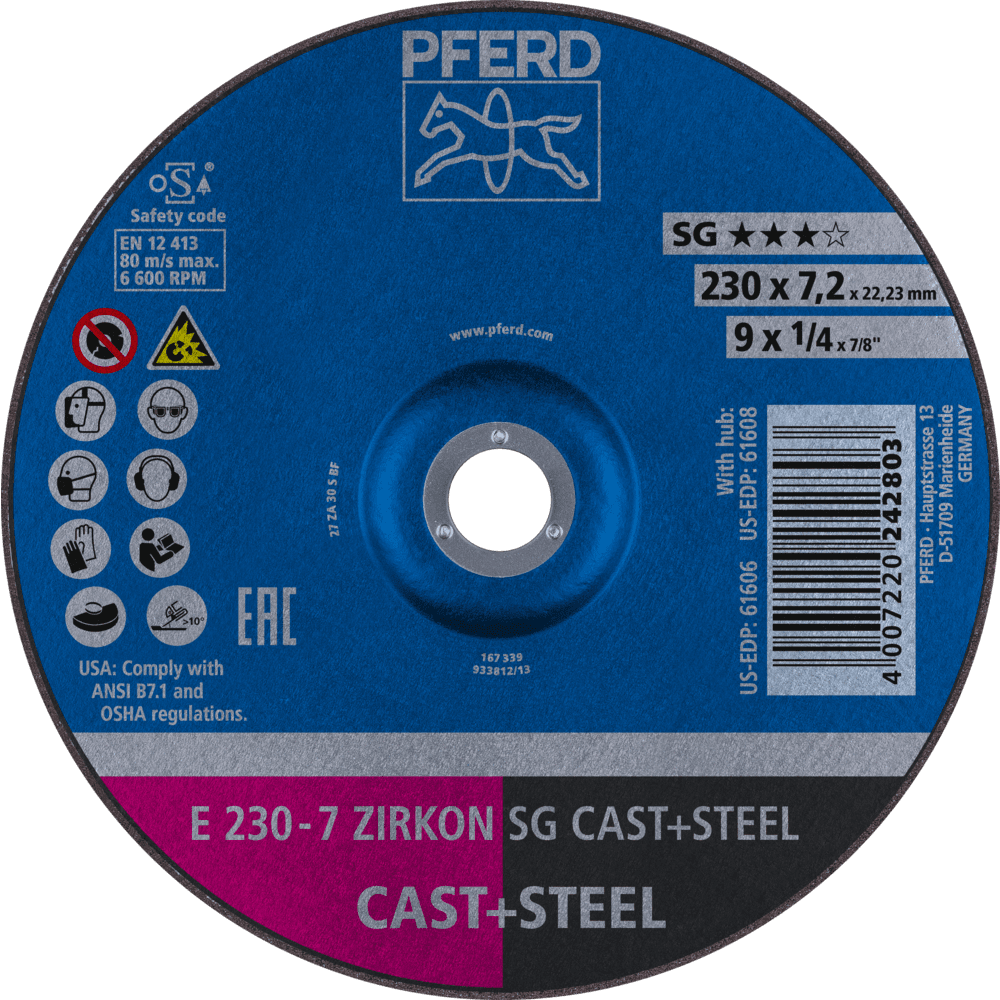 PFERD Schruppscheiben E 230-7 ZIRKON SG CAST+STEEL Produktbild img1 L
