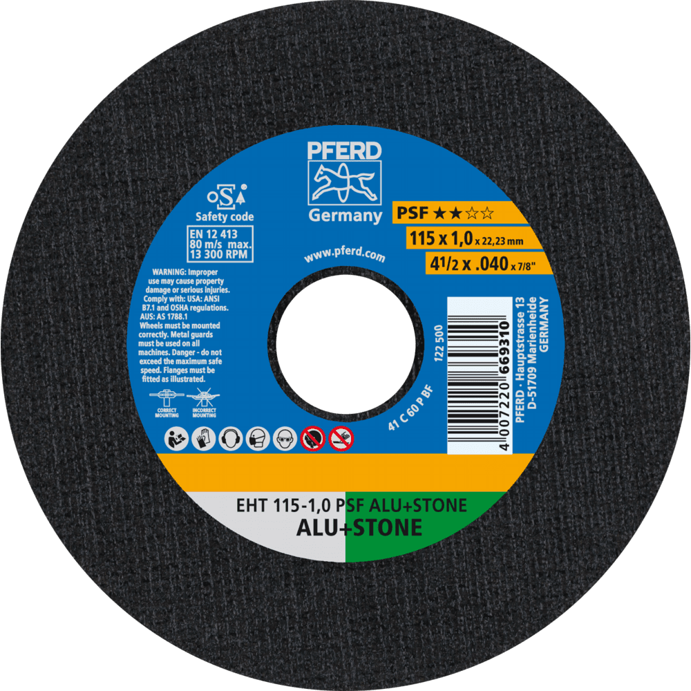 PFERD Trennscheiben EHT 115-1,0 PSF ALU+STONE Produktbild img1 L