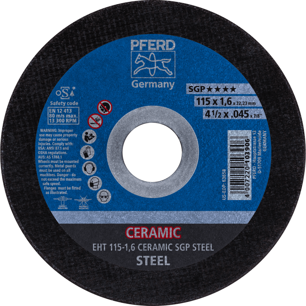 PFERD Trennscheiben EHT 115-1,6 CERAMIC SGP STEEL Produktbild img1 L