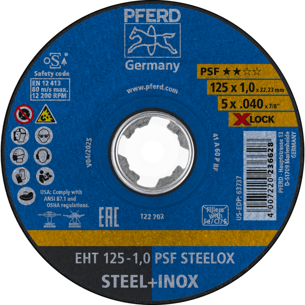 PFERD Trennscheiben EHT 125-1,0 PSF STEELOX/X-LOCK (10) Produktbild img1 L