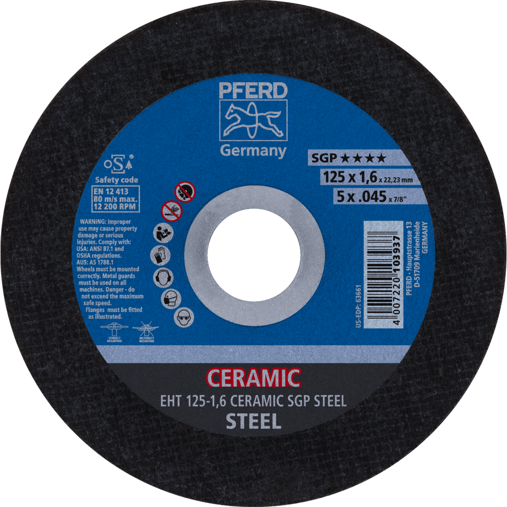 PFERD Trennscheiben EHT 125-1,6 CERAMIC SGP STEEL Produktbild img1 L