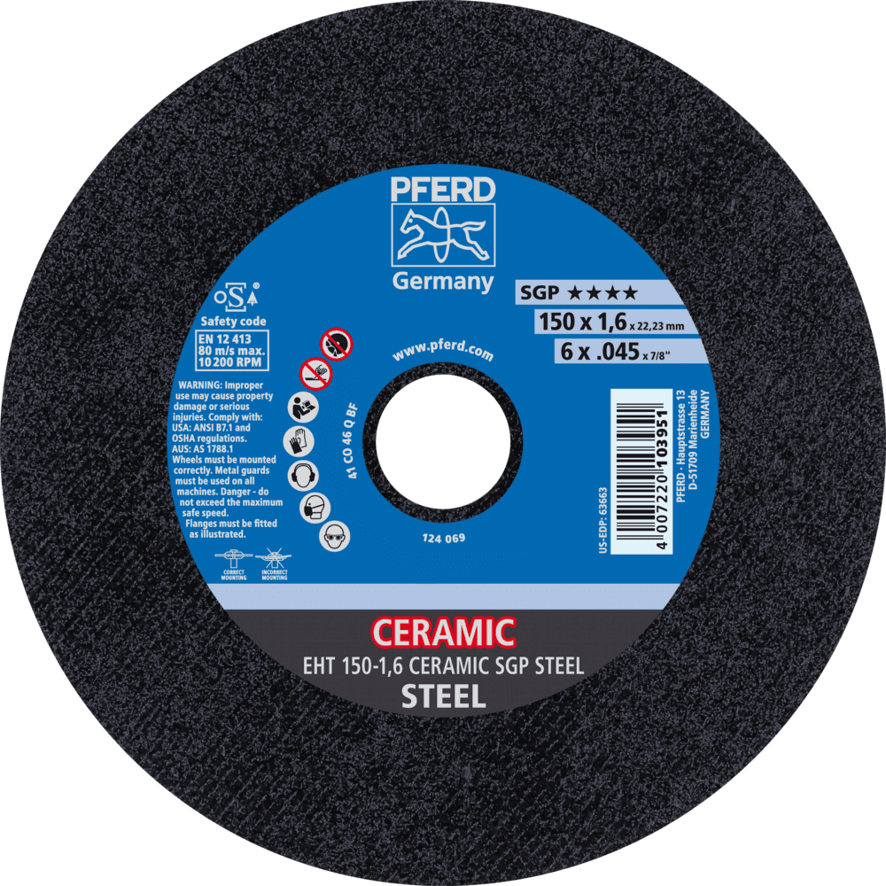 PFERD Trennscheiben EHT 150-1,6 CERAMIC SGP STEEL Produktbild img1 L
