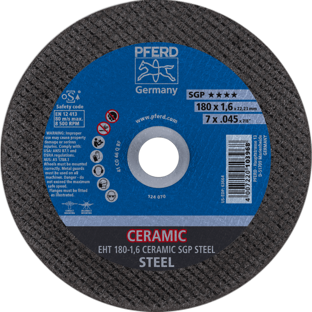 PFERD Trennscheiben EHT 180-1,6 CERAMIC SGP STEEL Produktbild img1 L