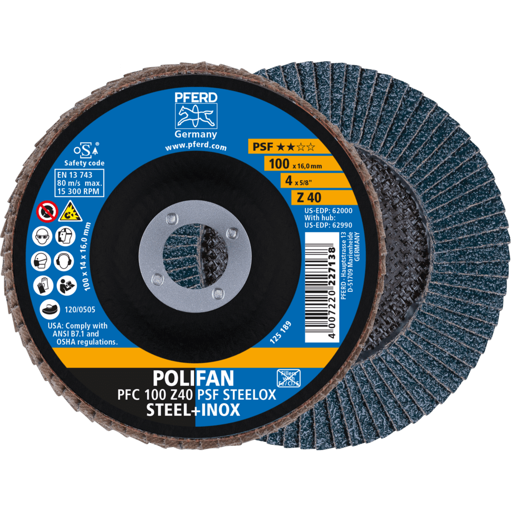 PFERD POLIFAN-Fächerscheiben PFC 100 Z40 PSF STEELOX/16 Produktbild img1 L