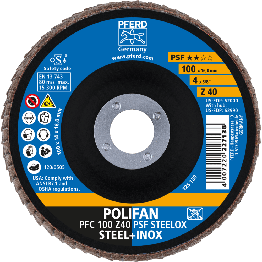 PFERD POLIFAN-Fächerscheiben PFC 100 Z40 PSF STEELOX/16 Produktbild img2 L