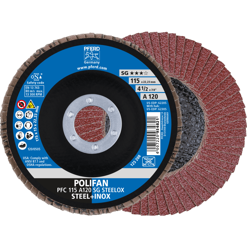 PFERD POLIFAN-Fächerscheiben PFC 115 A 120 PSF STEELOX Produktbild img1 L
