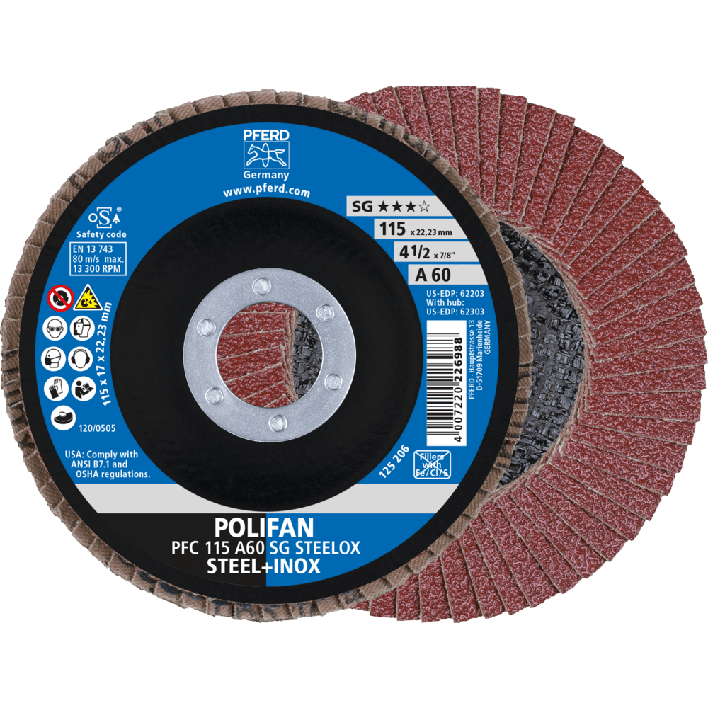 PFERD POLIFAN-Fächerscheiben PFC 115 A 60 PSF STEELOX Produktbild img1 L