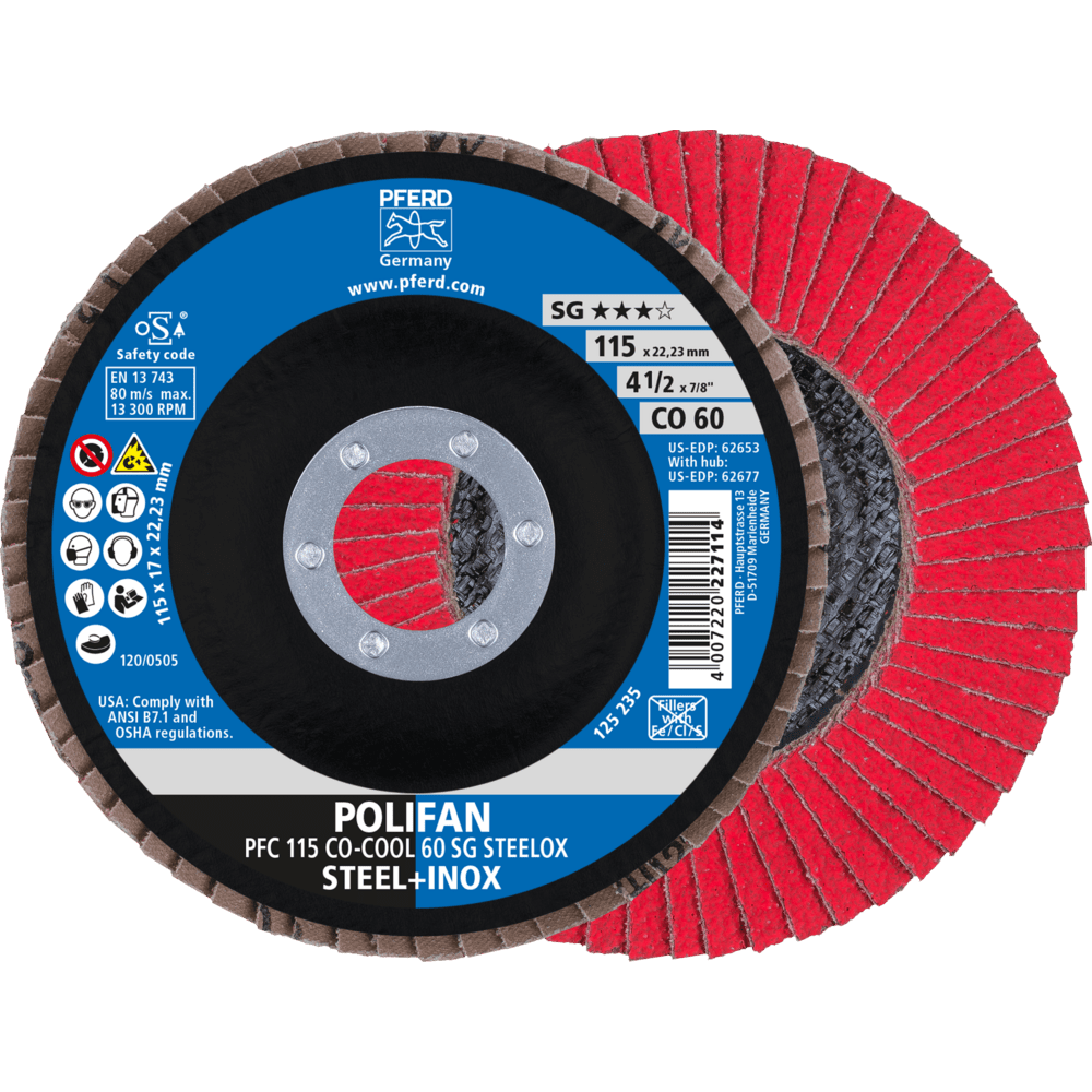 PFERD POLIFAN-Fächerscheiben PFC 115 CO-COOL 60 SG STEELOX Produktbild img1 L