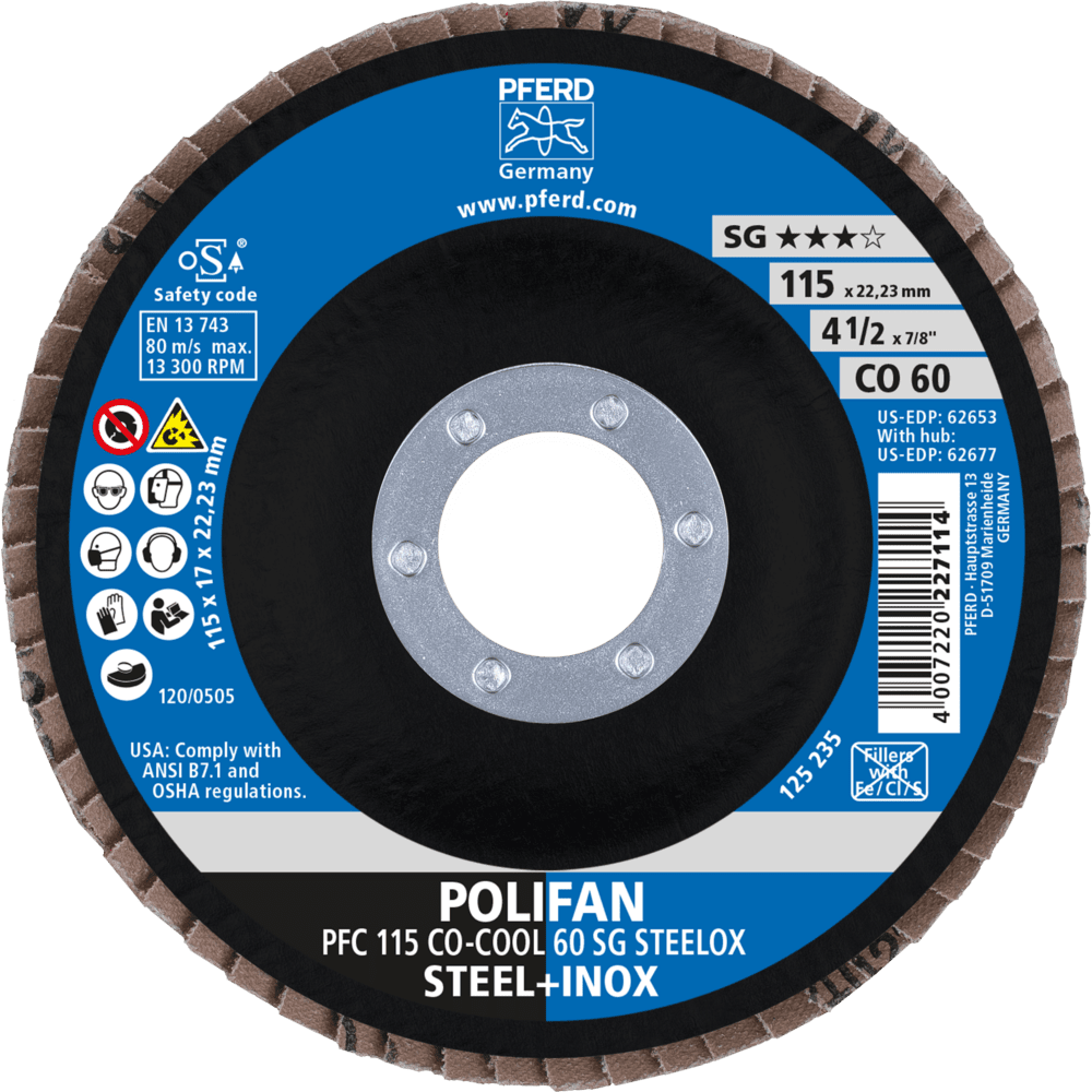PFERD POLIFAN-Fächerscheiben PFC 115 CO-COOL 60 SG STEELOX Produktbild img2 L