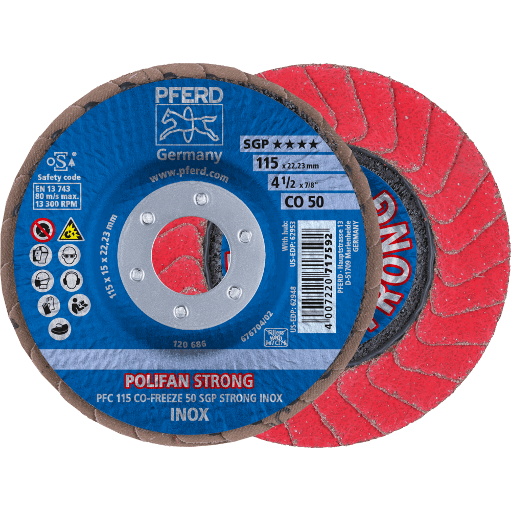 PFERD POLIFAN-Fächerscheiben PFC 115 CO-FREEZE 50 SGP STRONG INOX Produktbild img1 L