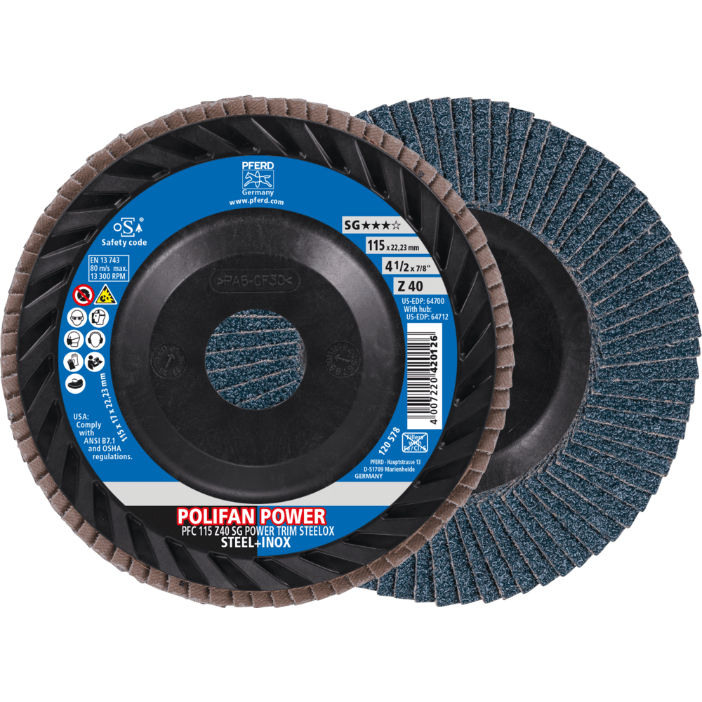 PFERD POLIFAN-Fächerscheiben PFC 115 Z 40 SG POWER TRIM STEELOX Produktbild img1 L