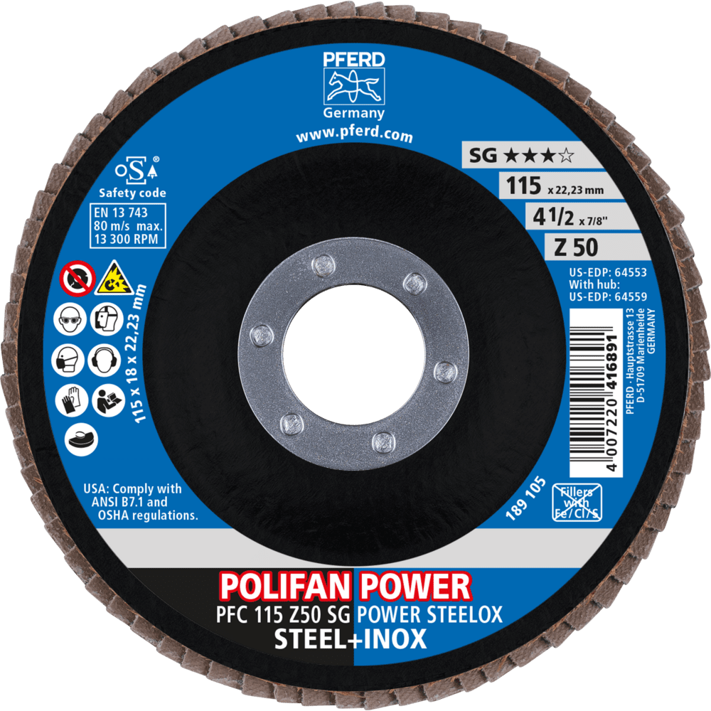 PFERD POLIFAN-Fächerscheiben PFC 115 Z50 SG POWER STEELOX Produktbild img2 L
