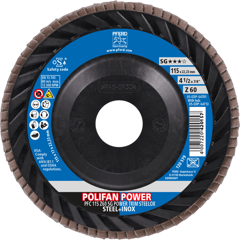 PFERD POLIFAN-Fächerscheiben PFC 115 Z 60 SG POWER TRIM STEELOX Produktbild img2 L