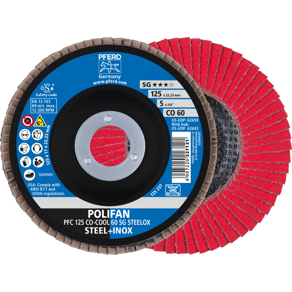 PFERD POLIFAN-Fächerscheiben PFC 125 CO-COOL 60 SG STEELOX Produktbild img1 L