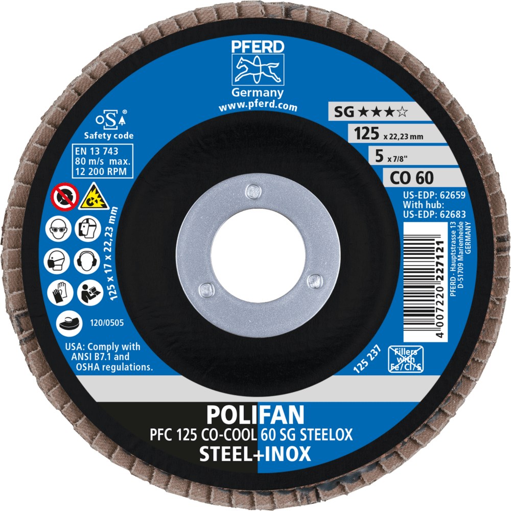 PFERD POLIFAN-Fächerscheiben PFC 125 CO-COOL 60 SG STEELOX Produktbild img2 L