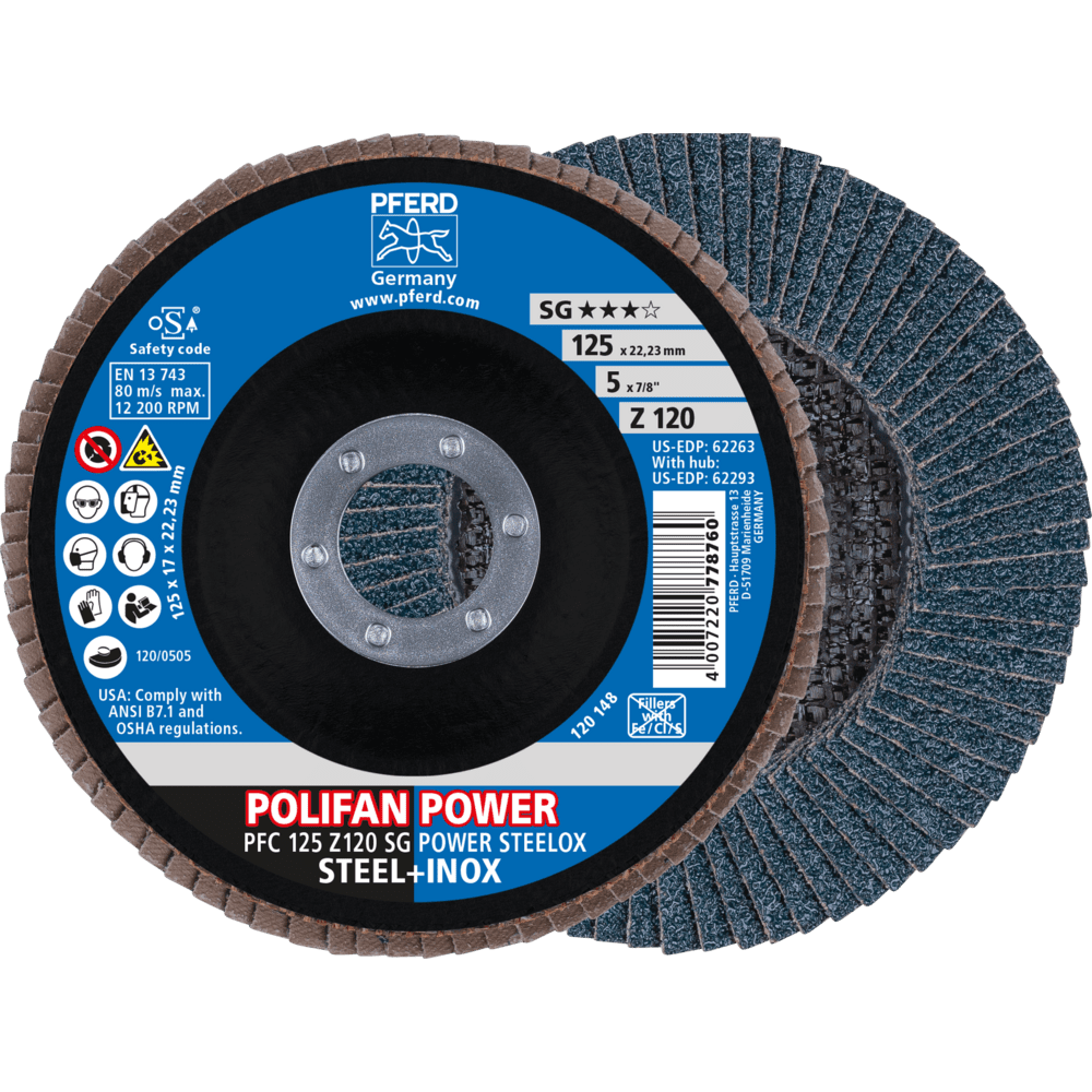 PFERD POLIFAN-Fächerscheiben PFC 125 Z 120 SG POWER STEELOX Produktbild img1 L