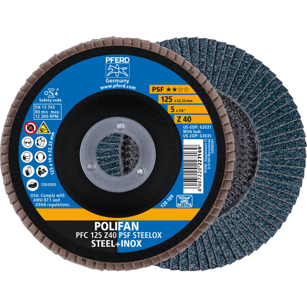 PFERD POLIFAN-Fächerscheiben PFC 125 Z40 PSF STEELOX (5) Produktbild img1 L