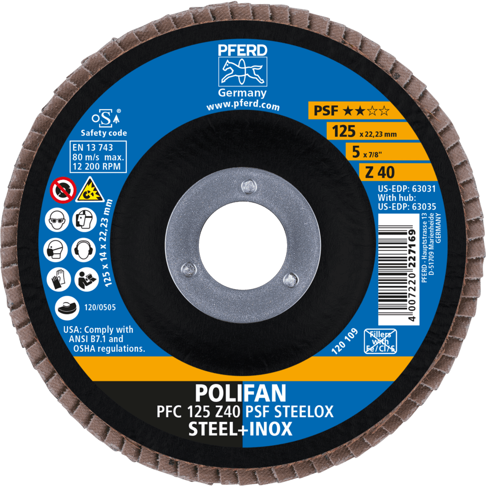 PFERD POLIFAN-Fächerscheiben PFC 125 Z40 PSF STEELOX (5) Produktbild img2 L