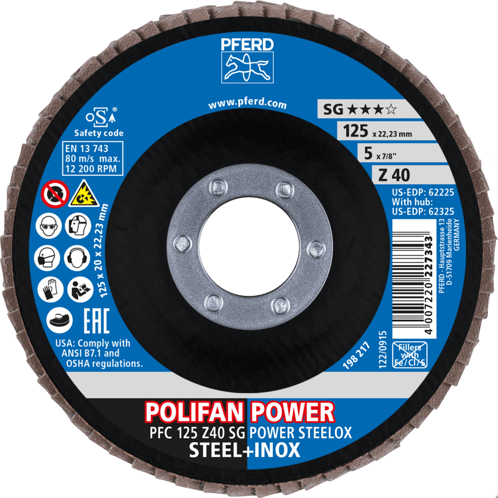 PFERD POLIFAN-Fächerscheiben PFC 125 Z40 SG POWER STEELOX (2) Produktbild img2 L