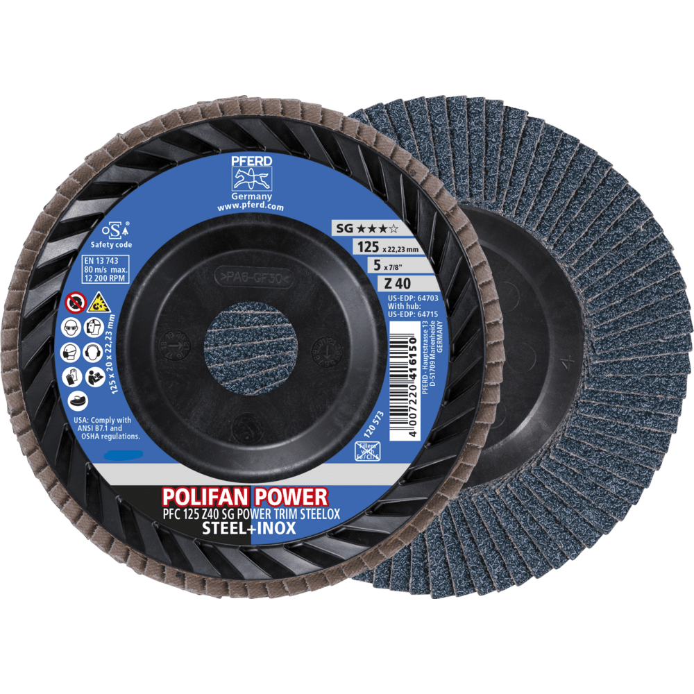 PFERD POLIFAN-Fächerscheiben PFC 125 Z 40 SG POWER TRIM STEELOX Produktbild img1 L