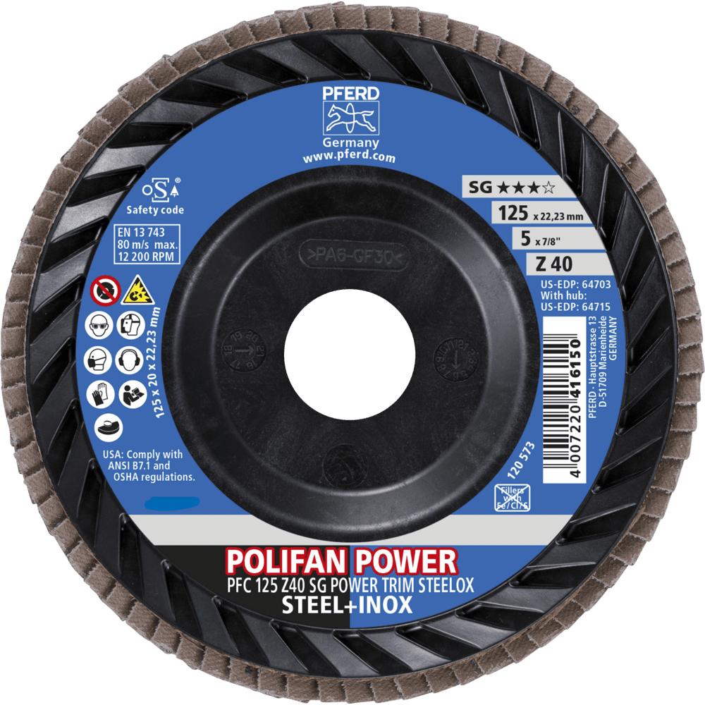 PFERD POLIFAN-Fächerscheiben PFC 125 Z 40 SG POWER TRIM STEELOX Produktbild img2 L