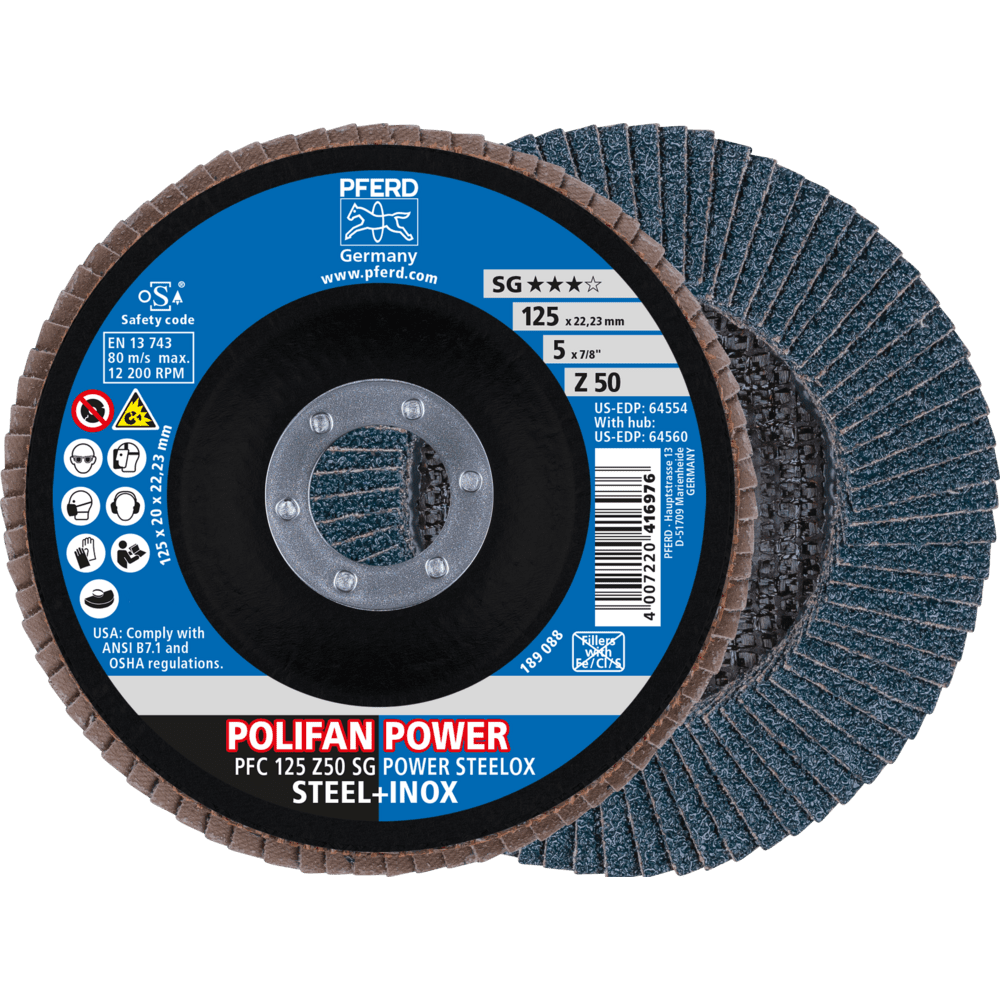 PFERD POLIFAN-Fächerscheiben PFC 125 Z50 SG POWER STEELOX Produktbild img1 L