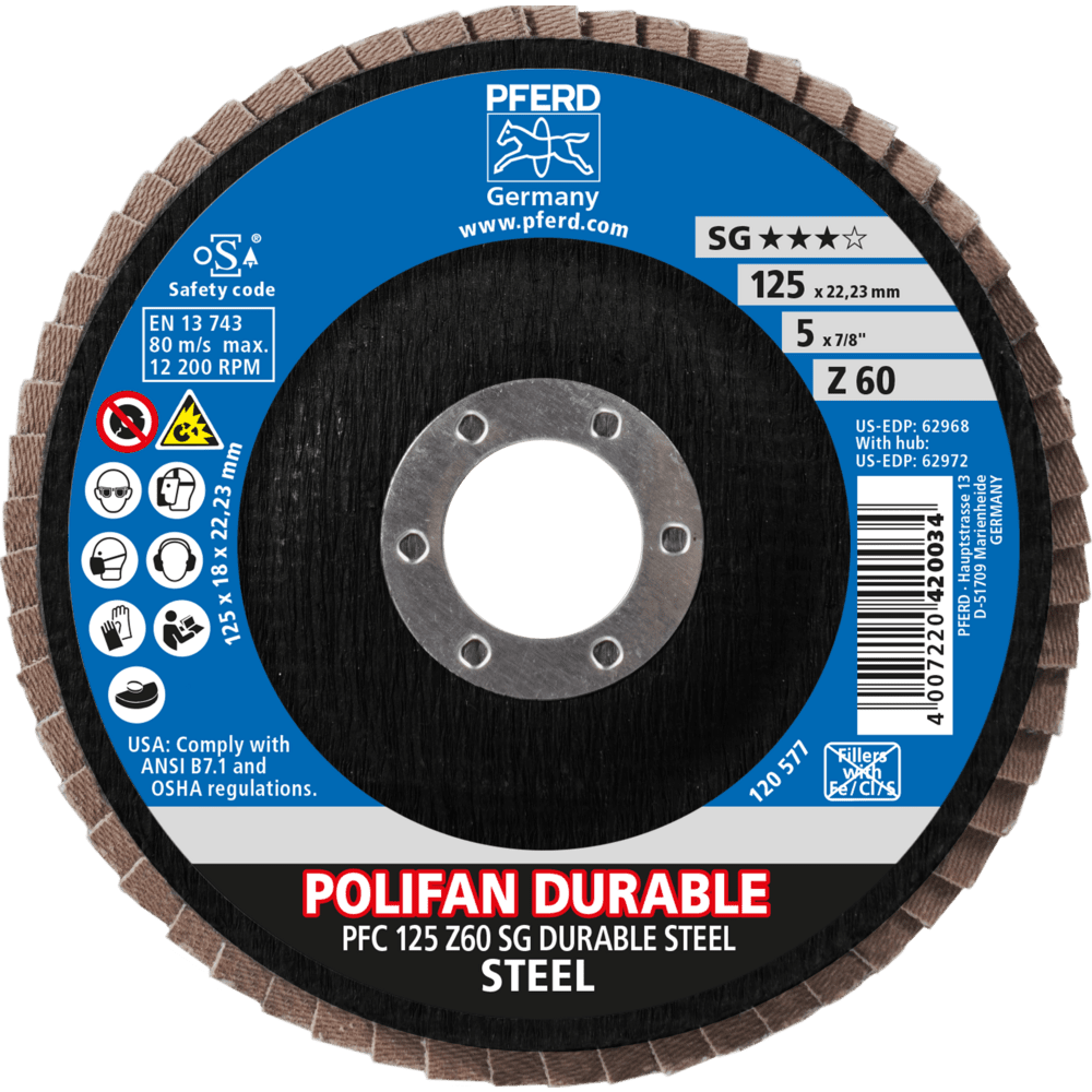 PFERD POLIFAN-Fächerscheiben PFC 125 Z60 SG DURABLE STEEL Produktbild img2 L