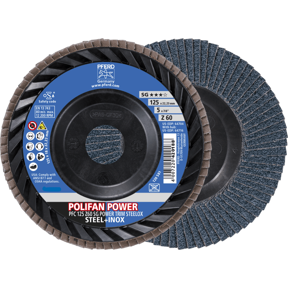 PFERD POLIFAN-Fächerscheiben PFC 125 Z 60 SG POWER TRIM STEELOX Produktbild img1 L