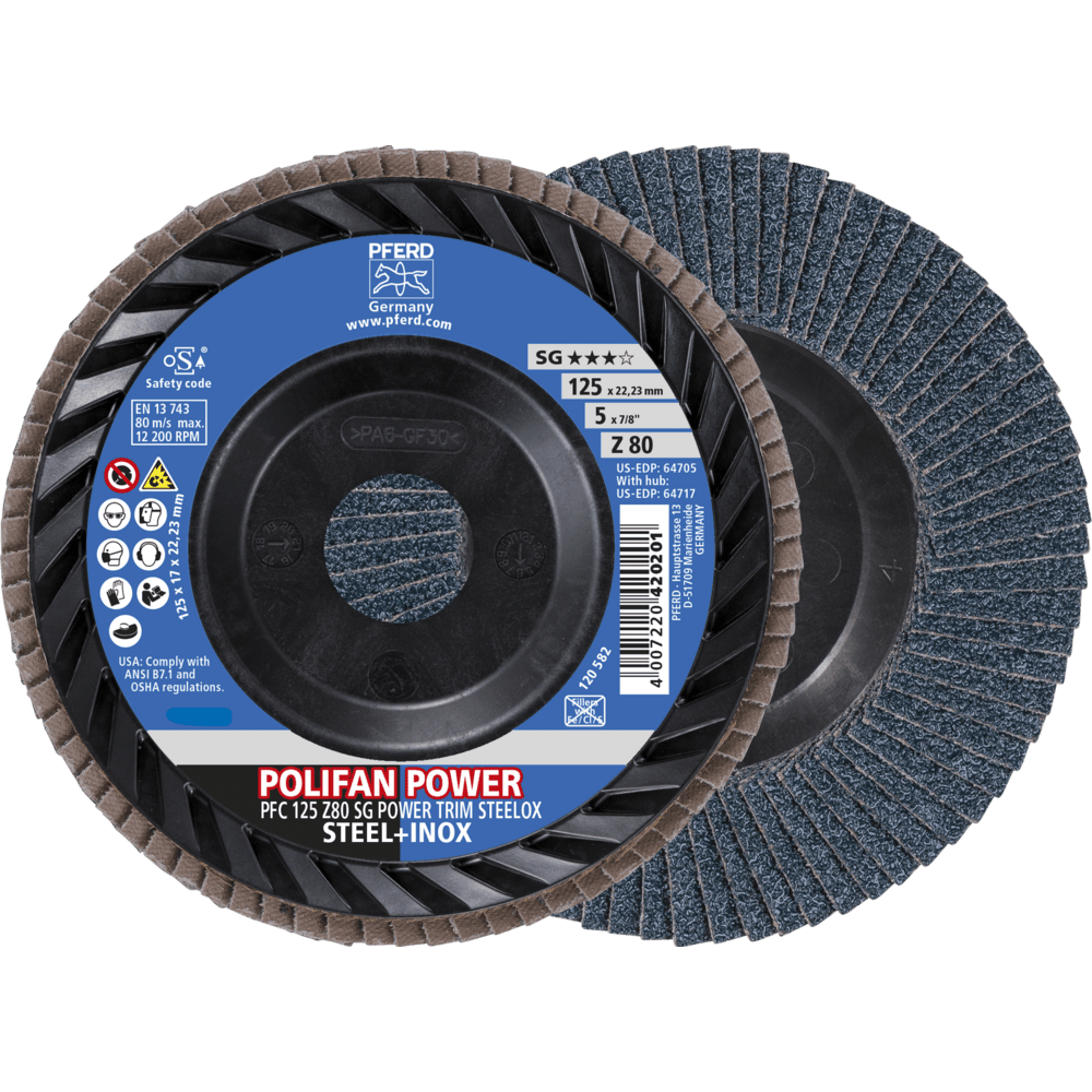 PFERD POLIFAN-Fächerscheiben PFC 125 Z 80 SG POWER TRIM STEELOX Produktbild img1 L