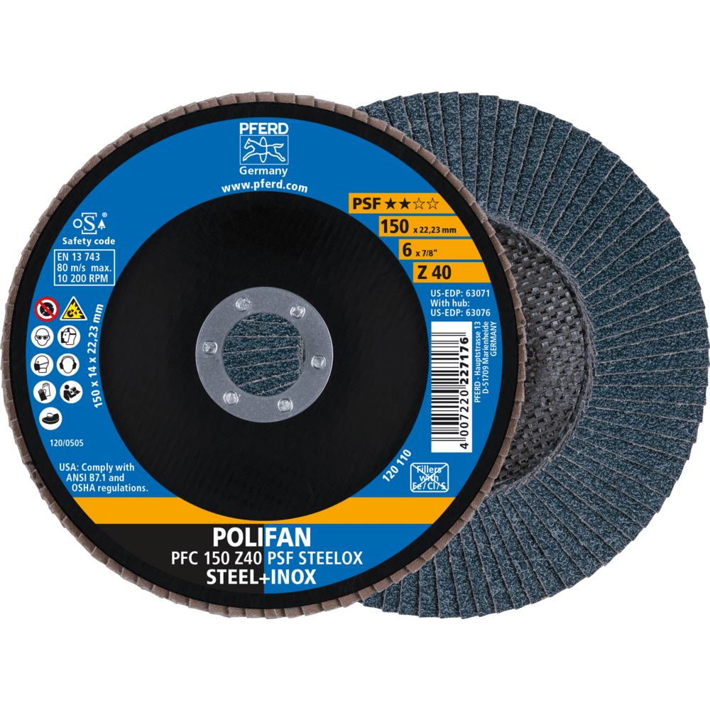 PFERD POLIFAN-Fächerscheiben PFC 150 Z 40 PSF STEELOX Produktbild img1 L