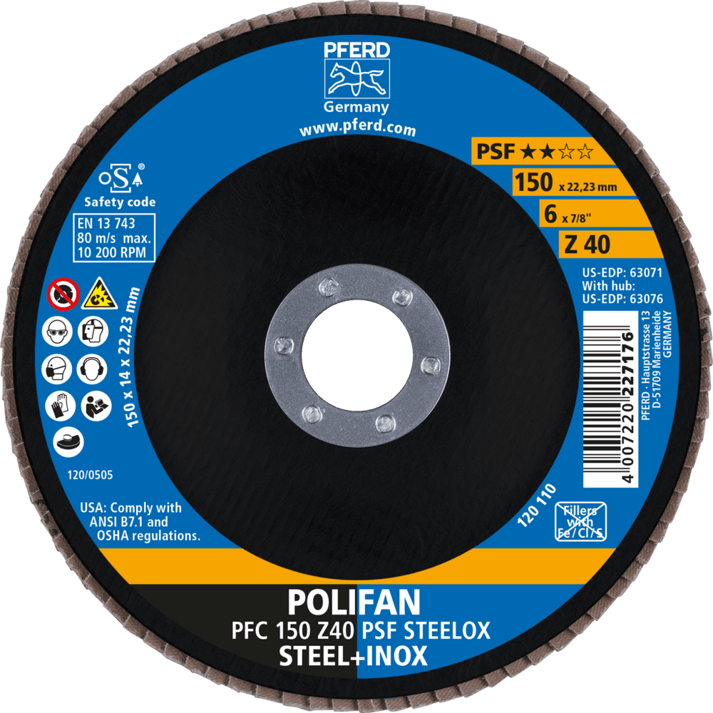 PFERD POLIFAN-Fächerscheiben PFC 150 Z 40 PSF STEELOX Produktbild img2 L