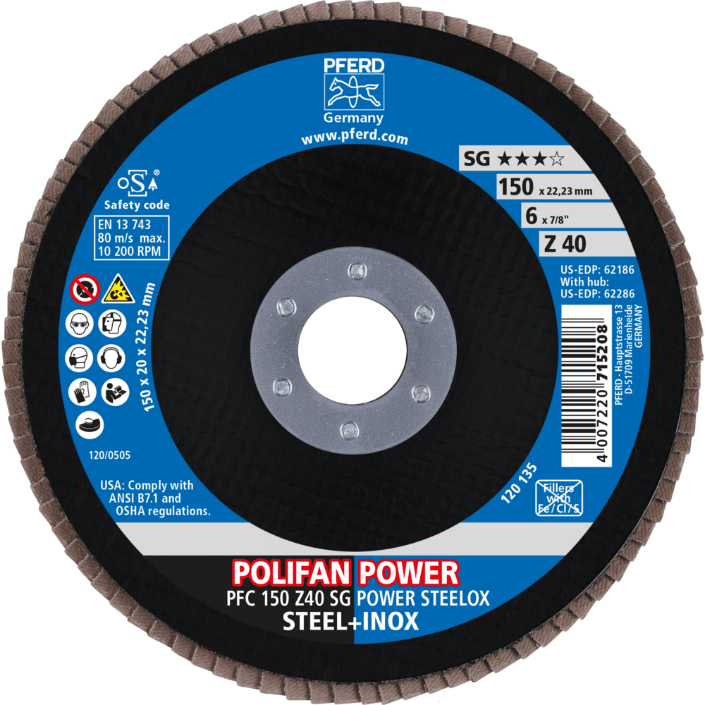 PFERD POLIFAN-Fächerscheiben PFC 150 Z 40 SG POWER STEELOX Produktbild img2 L