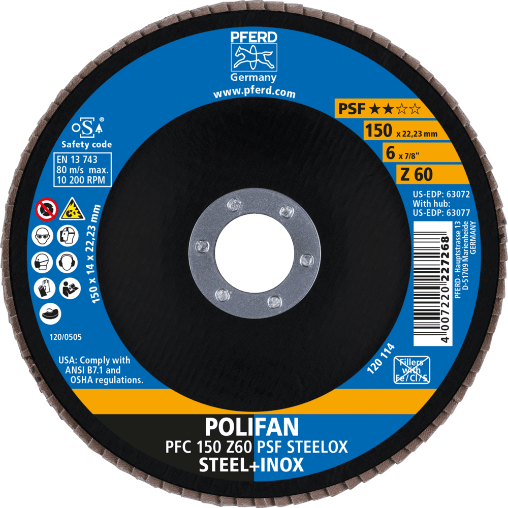 PFERD POLIFAN-Fächerscheiben PFC 150 Z 60 PSF STEELOX Produktbild img2 L