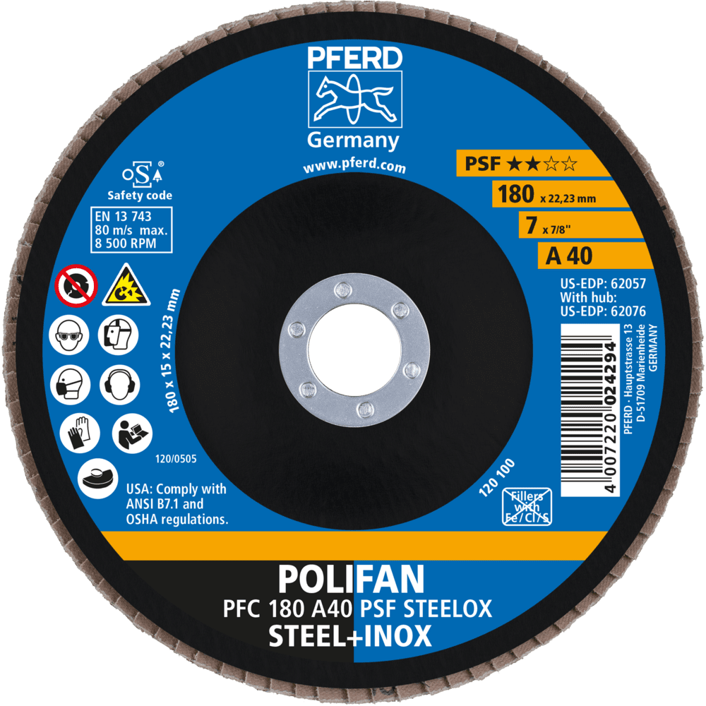 PFERD POLIFAN-Fächerscheiben PFC 180 A 40 PSF STEELOX Produktbild img2 L