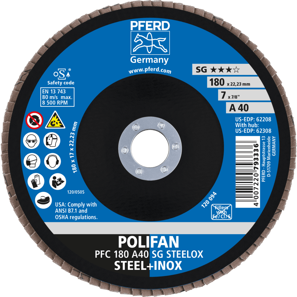 PFERD POLIFAN-Fächerscheiben PFC 180 A 40 SG STEELOX Produktbild img2 L