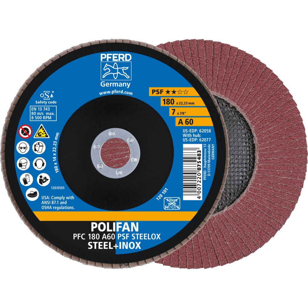 PFERD POLIFAN-Fächerscheiben PFC 180 A 60 PSF STEELOX Produktbild img1 L